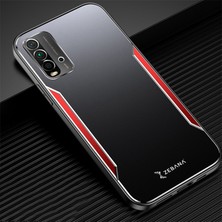 Xiaomi Redmi 9t Kılıf Zebana Metal Mitras Kılıf (Silikon Kenar) Kırmızı