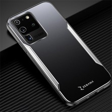 Zebana Samsung Galaxy S20 Ultra Kılıf Zebana Metal Mitras Kılıf (Silikon Kenar) Gri