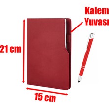 Paras Ticaret Enzo Termo Deri Not Defteri Touchpen Dokunmatik Uç Metal Tükenmez Kalemli Çizgili Defter