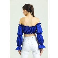 ALV Fashion Mavi Crop Bluz
