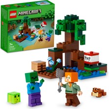 LEGO Minecraft Bataklık Macerası 21240 - 7 Yaş ve Üzeri Çocuklar Için Alex, Zombi, Balçık ve Kurbağa Içeren Oyuncak Yapım Seti (65 Parça)