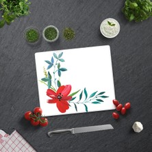 Decorita Çiçek Motifi Desenli | Cam Kesme Tahtası - Cam Kesme Tablası |