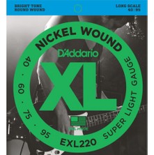 D'Addario Daddario EXL220 Bas Gitar Teli 4 Telli  Nickel Wound  Super Light Gauge 40-95