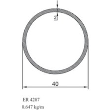 Alm Alüminyum Küpeşte Profili Er 4287 40'Lık 2mm Eloksal Parlak 3 Metre