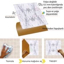 Tink Kendinden Yapışkanlı Kesilebilir Mermer 013 Desenli Pvc Karo 30X30 cm (56 Adet) 5m2