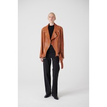 Noella Nichole Oversize Biker Deri Ceket Jumbo Viski