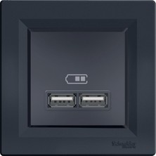 Schneider Electric Schneider Asfora Plus Antrasit USB Şarj Prizi 2.1A Type A Çerçeveli - EPH2700271