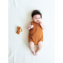 Müslin %100 Pamuk Bebek Alttan Çıtçıtlı Body Köri