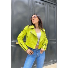 Lava Design Kadın Deri Ceket Yeşil