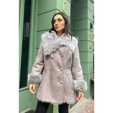 Lava Design Kadın Ceket Hakiki Kürk Gri