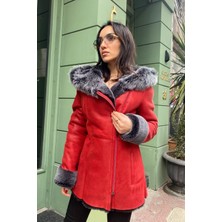 Lava Design Kadın Ceket Hakiki Kürk Kırmızı