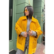 Lava Design Kadın Ceket Suni Kürk Sarı