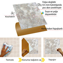 Tink Kendinden Yapışkanlı Gri Mermer Desenli Pvc Karo 30X30 cm (56 Adet) 5m2