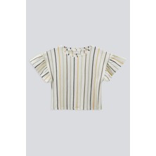 Babokah (Kids Girl) Çizgili Kolu Volanlı T-Shırt