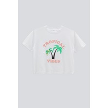 Babokah (Kids Girl) Baskılı Nakışlı Kısa Kol Basıc Tshirt
