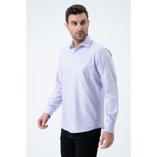 PSY Lila Regular Fit  Desenli Uzun Kol Gömlek Yılbaşı Özel