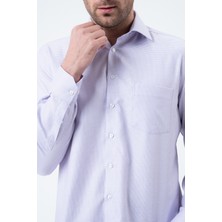 PSY Lila Regular Fit  Desenli Uzun Kol Gömlek Yılbaşı Özel