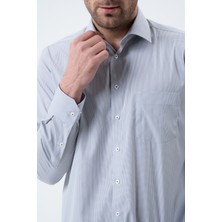 PSY Gri Regular Fit  Desenli Uzun Kol Gömlek Yılbaşı Özel