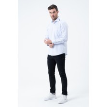 PSY Mavi Regular Fit Desenli Uzun Kol Gömlek Yılbaşı Özel