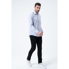 PSY Lacivert Regular Fit Desenli Uzun Kol Gömlek Yılbaşı Özel