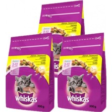 Whiskas Tavuklu Kuru Kedi Mamasi ( 2 - 12 Aylik ) 300 gr x 3 Adet Süt Dolgulu