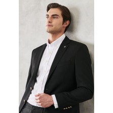 ALTINYILDIZ CLASSICS Erkek Siyah Comfort Fit Rahat Kesim Kırlangıç Yaka Casual Ceket