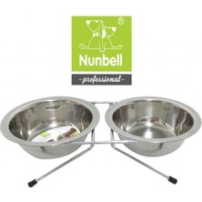 Nunbell Çelik Mama Kabı Ikili Tel Ayaklı 17CM