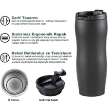 Thermohis Çift Katmanlı Sızdırmaz Vakumlu 450ml Mat Siyah Paslanmaz Çelik Küçük Termos Bardak Araç Çay Kahve Termosu Thermos