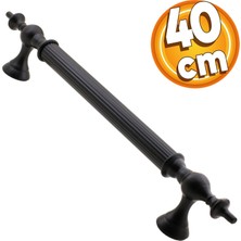 Badem10 Çukurca Çekme Kolu Kapı Tutma Kulbu 40 cm Mat Siyah Metal Kulp Kapı Tutamağı