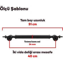 Badem10 Çukurca Çekme Kolu Kapı Tutma Kulbu 40 cm Mat Siyah Metal Kulp Kapı Tutamağı