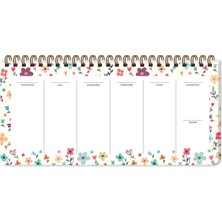 Keskin Krem Çiçek Spiralli Planner 13X27