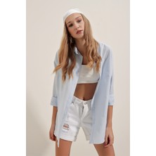 Bigdart 3900 Oversize Uzun Basic Gömlek - Açık Mavi