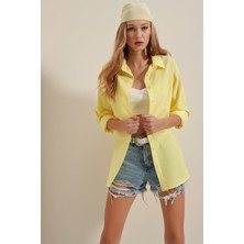 Bigdart 3900 Oversize Uzun Basic Gömlek - Sarı