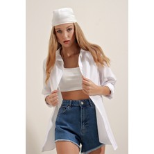 Bigdart 3900 Oversize Uzun Basic Gömlek - Beyaz