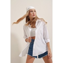 Bigdart 3900 Oversize Uzun Basic Gömlek - Beyaz