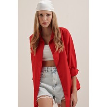 Bigdart 3900 Oversize Uzun Basic Gömlek - Bordo