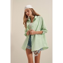 Bigdart 3900 Oversize Uzun Basic Gömlek - E.yeşil