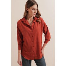 Bigdart 3900 Oversize Uzun Basic Gömlek - Kiremit