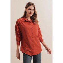 Bigdart 3900 Oversize Uzun Basic Gömlek - Kiremit