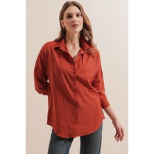 Bigdart 3900 Oversize Uzun Basic Gömlek - Kiremit