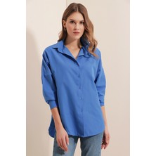 Bigdart 3900 Oversize Uzun Basic Gömlek - B.mavi