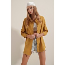 Bigdart 3900 Oversize Uzun Basic Gömlek - Hardal