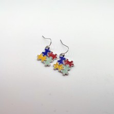 Tedz Collection Renkli Puzzle Pin Küpe