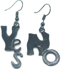 Tedz Collection Siyah Yes No Pin Küpe