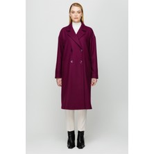 Esswaap Oversize Kruvaze Kapamalı Kaban  Mürdüm