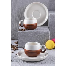 Doreline Çift Renk El Yapımı Türk Kahvesi, Espresso Fincan Seti 2 Li
