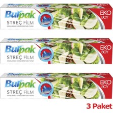 Burpak Sarı Şeffaf Mutfak Rulo Streç Film Folyo - 45 Cm. x 166 Metre - 9 Mikron - Gıdaya Uygun - 3 Paket