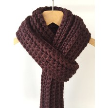 Mora Knit El Örgüsü Yünlü Unisex Kalın Prestij Atkı