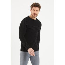 Cool Tarz Erkek Siyah Nevrüllü Bisiklet Yaka Triko Kazak