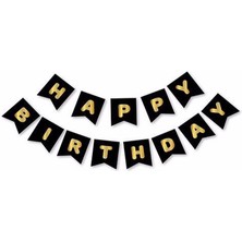 Parti Station Happy Birthday Yaldızlı Banner Doğum Günü Flama